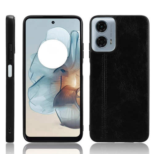 Moto G 5G 2024 Cow Pattern Sewing Back Cover Phone Case - Black